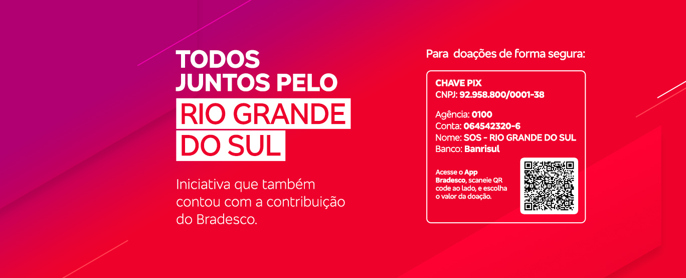 #BradescoAcessível #PraTodoMundoVer TODOS JUNTOS PELO RIO GRANDE DO SUL. Iniciativa que também contou com a contribuição do Bradesco.