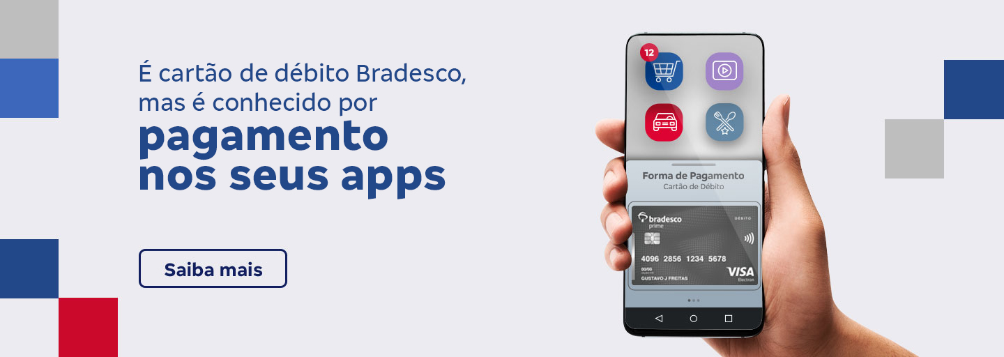 #BradescoAcessivel #ParaTodoMundoVer: em um fundo cinza com pequenos quadrados nos tons cinza, azul e vermelho, do lado direito lemos o seguinte texto: “Opina Cartões. Aqui você testa e opina primeiro.”  Abaixo, temos o botão “Quero fazer parte”. Do lado direito vemos a ilustração de uma mulher sentada em uma caixa com desenhos de cartões e moedas flutuando ao seu redor. Fim da descrição.